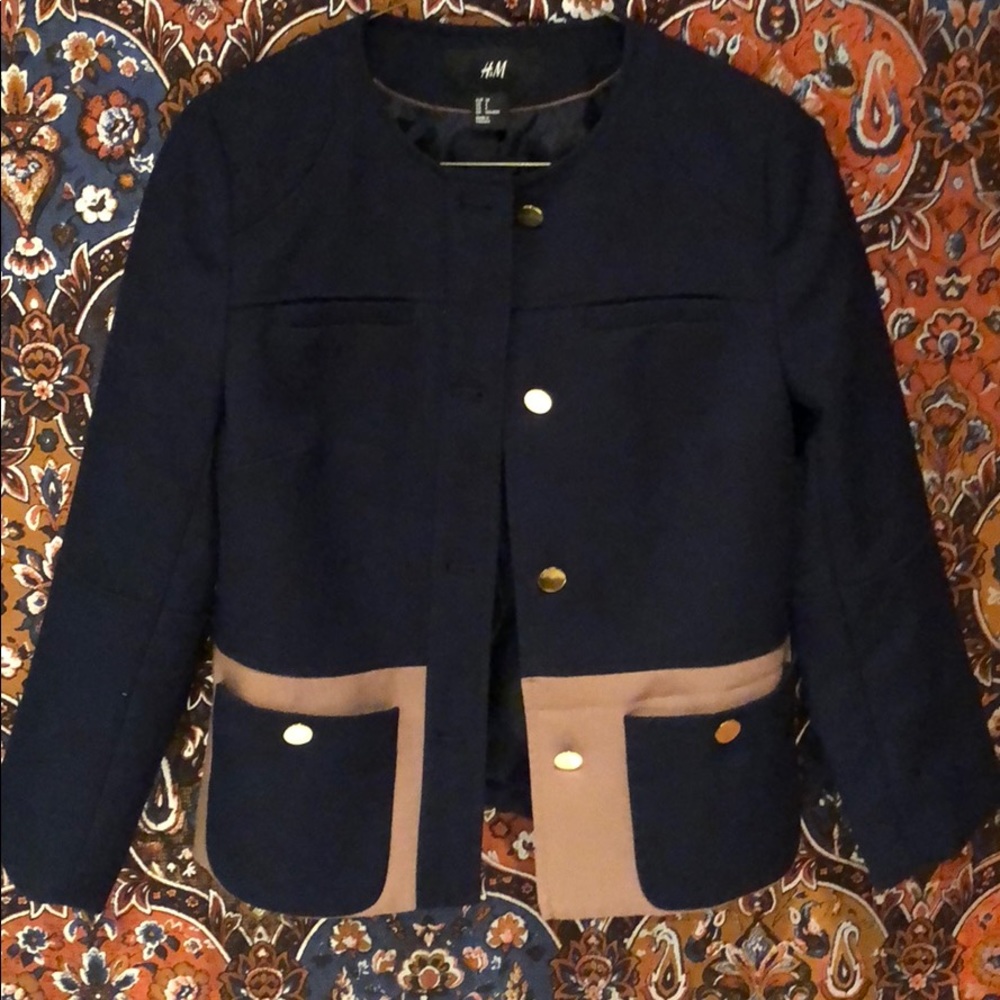 Brand new h&m navy and tan blazer